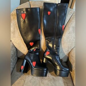 Black platform knee high boots. Size 7